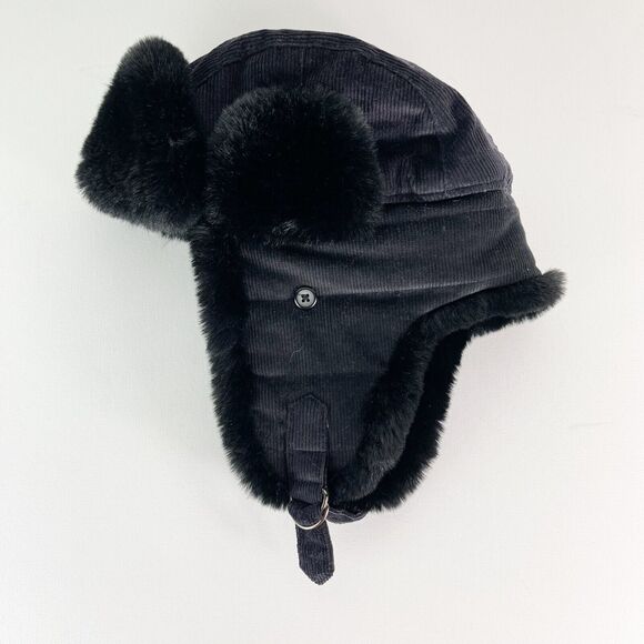 Stewart of Scotland NWT Black Wool Blend Faux Fur Bomber Hat Size S - Picture 1 of 3